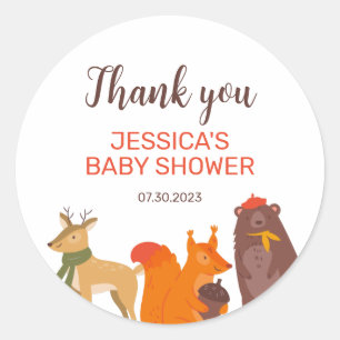 Autumn Animals Fall Season Baby Shower Classic Round Sticker