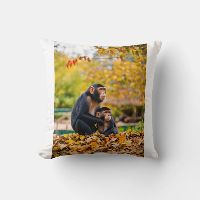 Autumn Antics: Monkeys at Play Cushion (Front)