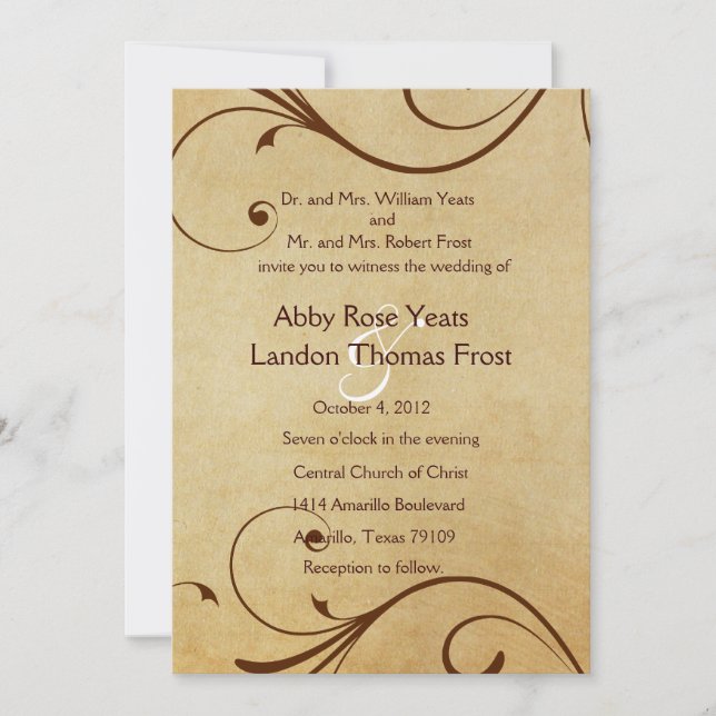 Autumn Antique Wedding Invitation (Front)