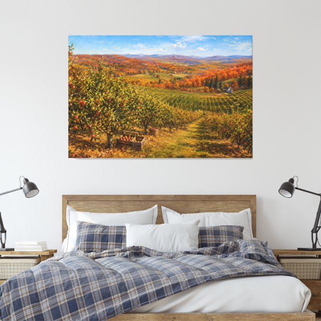 Autumn Apple Orchard Landscape Canvas Print (Insitu(Bedroom))