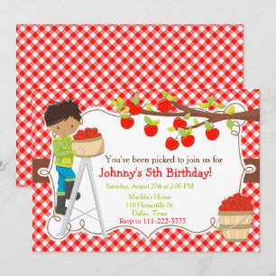 Autumn Apple Picking African American Birthday Invitation