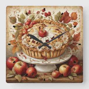 Autumn Apple Pie Wall Clock