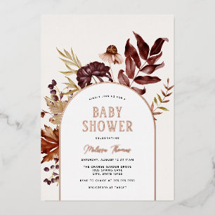 Autumn Arch Baby Shower Foil Invitation