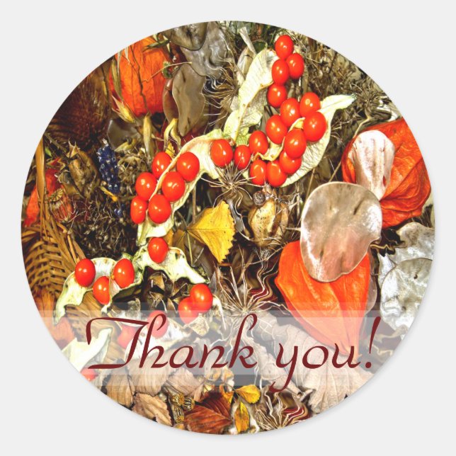 AUTUMN ARRANGEMENT ~ Envelope sealers/stickers Classic Round Sticker (Front)