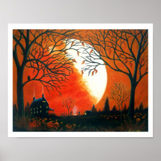 Autumn Art, Print,leaves,landscape,pumpkins Poster