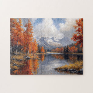 Autumn Aspen Forest and Mountains Landscape Jigsaw Puzzle