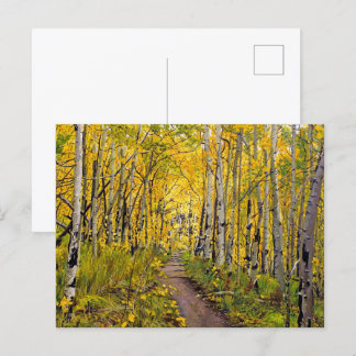 Autumn Aspen Tree Forest Postcard