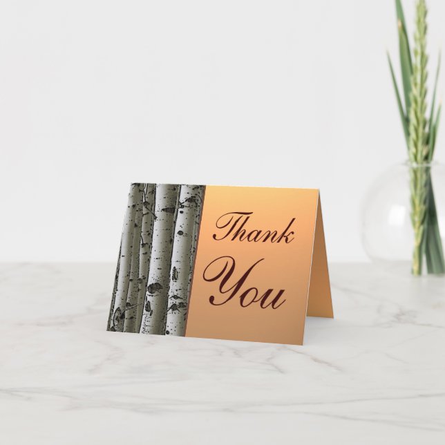 Autumn aspen tree theme rustic thank you card (Front)
