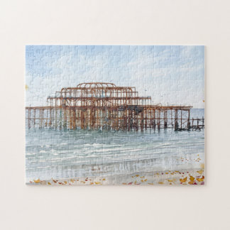 Autumn at Brighton West Pier Watercolour Art Jigsaw Puzzle