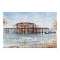 Autumn at Brighton West Pier Watercolour Art