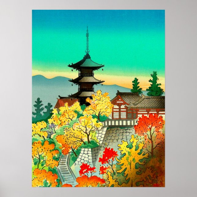 Autumn at Kiyomizu Temple in Kyoto Koyo Poster (Front)