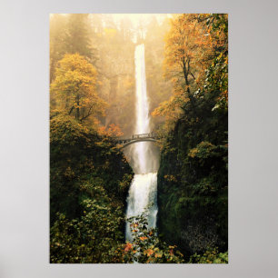 Autumn at Multnomah Falls Poster