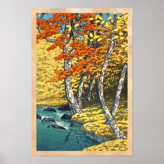 Autumn at Oirase Hasui Kawase scenery shin hanga Poster (Front)