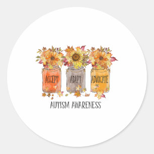 Autumn Autism Awareness Accept Adapt Advocate Flow Classic Round Sticker