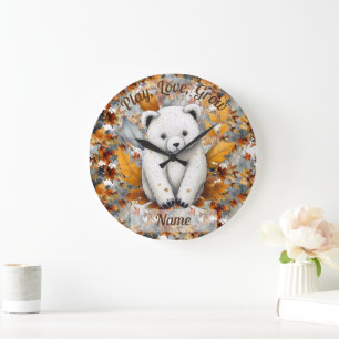 Autumn Baby Bear Large Clock