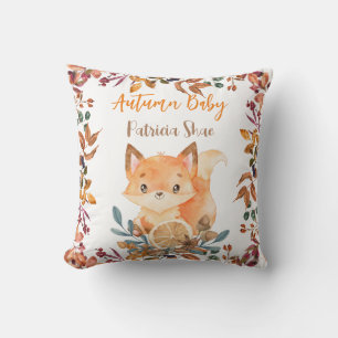 Autumn baby cute baby fox fall theme personalised  cushion
