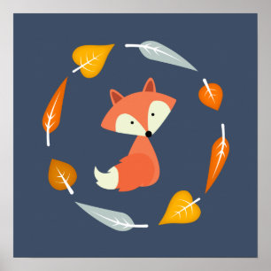 Autumn Baby Fox Poster