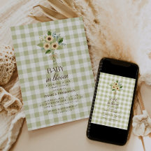 Autumn Baby in Bloom Gingham Sunflower Baby Shower