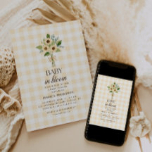 Autumn Baby in Bloom Gingham Sunflower Baby Shower