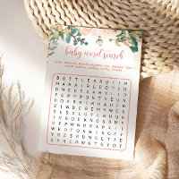 Autumn Baby Shower Baby Word Search Game Card