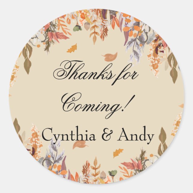 Autumn Baby Shower Favour Stickers (Front)