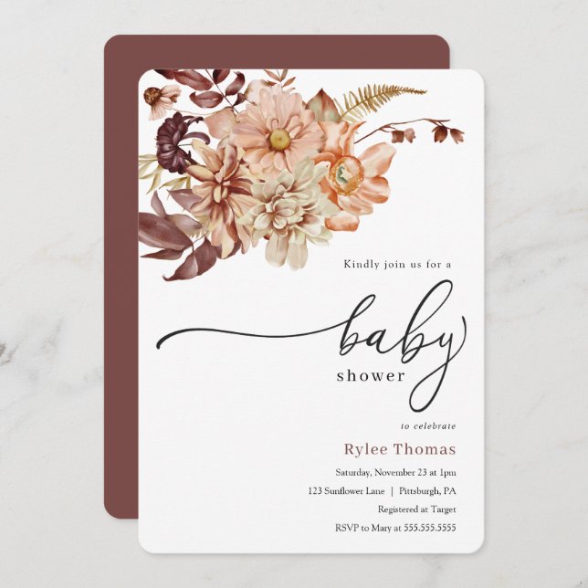 Autumn Baby Shower Invitation (Front/Back)