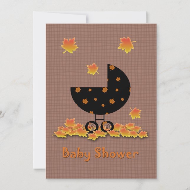 Autumn Baby Shower Invitation Baby Buggy (Front)