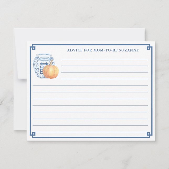 Autumn Baby Shower Pumpkin Advice For New Mum Card (Front)