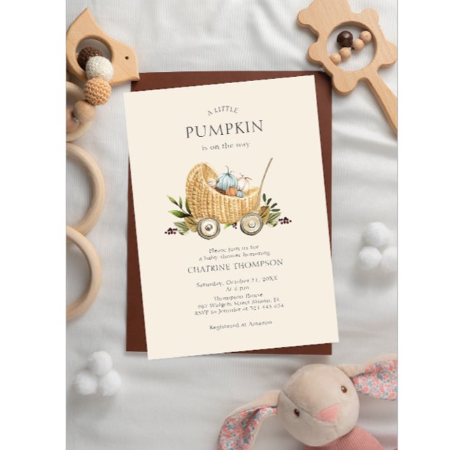 Autumn Baby Shower Pumpkin On The Way Invitation (Creator Uploaded)