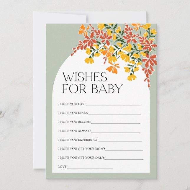 Autumn Baby Shower Wishes for Baby Advice Card (Front)