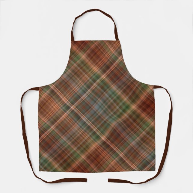 Autumn Baldcypress Orange, Red, and Green Plaid Apron (Front)