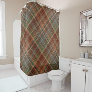 Autumn Baldcypress Orange, Red, and Green Plaid Shower Curtain