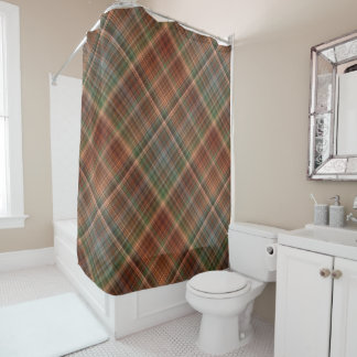 Autumn Baldcypress Orange, Red, and Green Plaid Shower Curtain