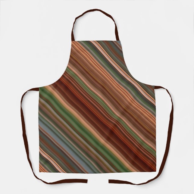 Autumn Baldcypress Rust, Peach, and Green Stripe Apron (Front)