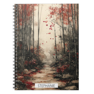 Autumn Bamboo Path Ink Wash Notebook