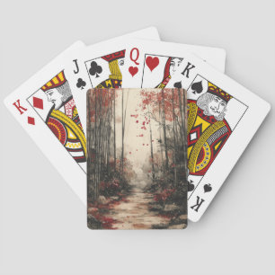 Autumn Bamboo Path Ink Wash Playing Cards