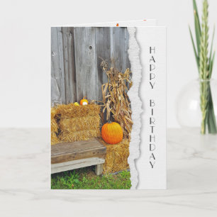 Autumn Barn with Pumpkin Card