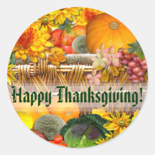 Autumn Basket ~ Envelope Seal/sticker Classic Round Sticker