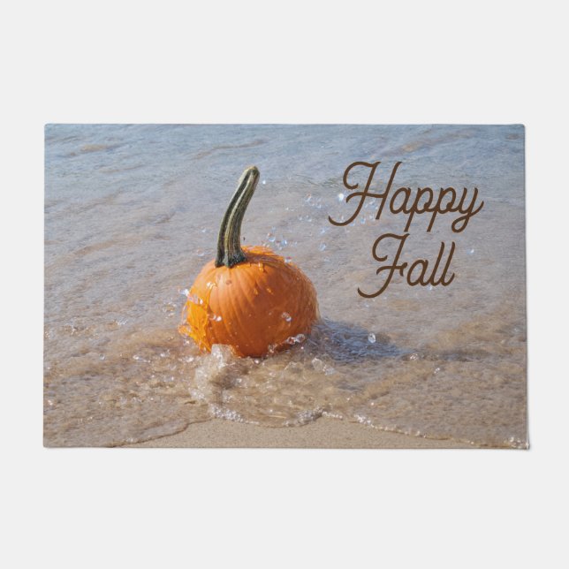 Autumn Beach Pumpkin Doormat (Front)