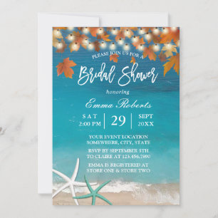 Autumn Beach Wedding Starfish Bridal Shower Invitation