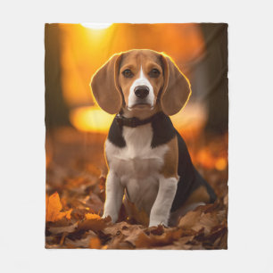 Autumn Beagle Pup Fleece Blanket