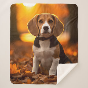 Autumn Beagle Pup Sherpa Blanket