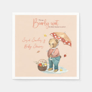 Autumn Bear Baby Shower Paper napkin, Cocktail Napkin
