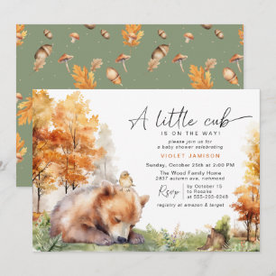 Autumn Bear Cub Cute Fall Forest Baby Shower Invitation