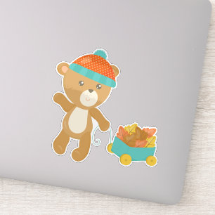 Autumn Bear, Cute Bear, Bear With Hat, Leaves