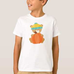 Autumn Bear, Cute Bear, Bear With Hat, Pumpkin T-Shirt