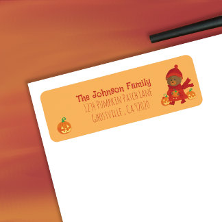 Autumn Bear Halloween Return Address Labels
