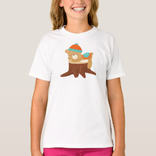 Autumn Bear, Sleeping Bear, Cute Bear, Tree Stump T-Shirt