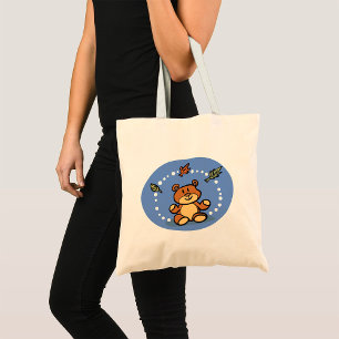 Autumn Bear with Falling Leaves  Tote Bag
