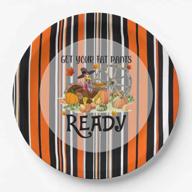 Autumn Beautiful Modern Thanksgiving Collection Paper Plate (Front)